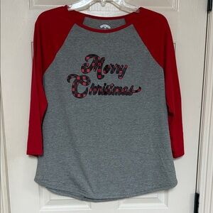 Holiday Time Red and Gray Raglan Shirt